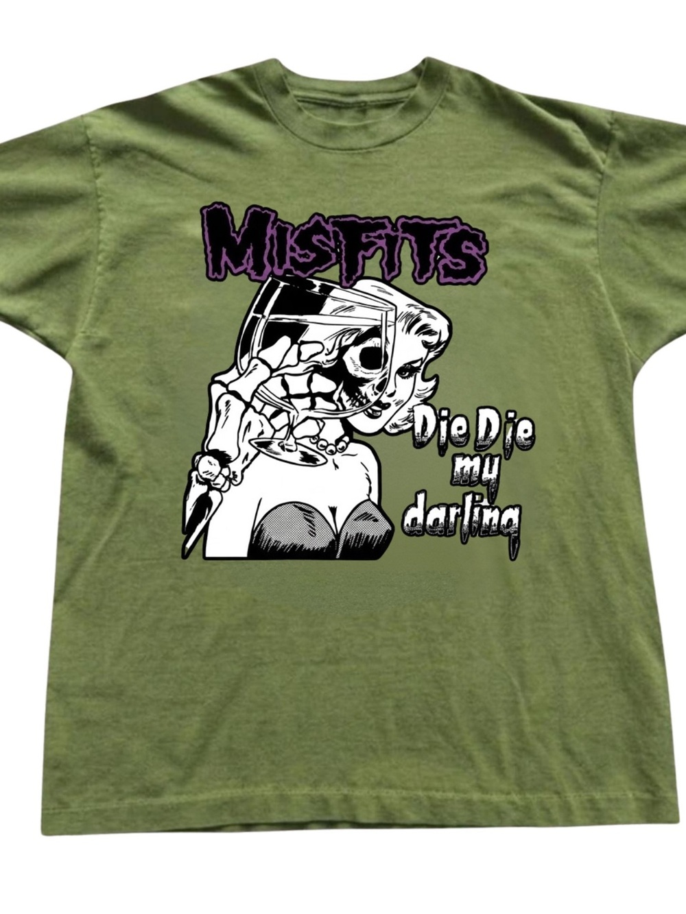 Gildan Olive Green Misfits "Die Die My Darling" Short Sleeve Tee